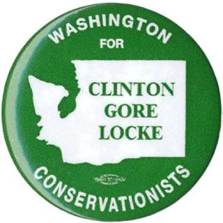 1996 Washington State Clinton Gore Locke Conservationists Campaign Button
