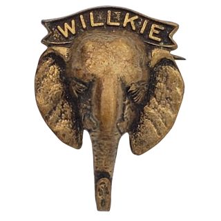Wendell Willkie Republican Elephant 3D Campaign Pin
