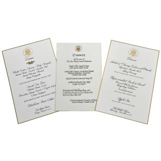 Official White Dinner Menus Set of 3 from 1993, 2012 and 2013