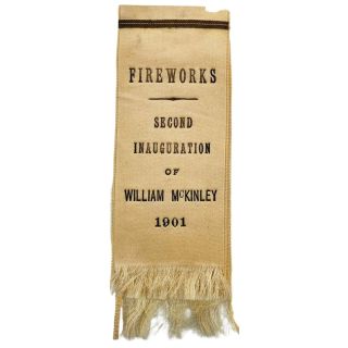 1901 Scarce William McKinley Second Inauguration Fireworks Silk Ribbon