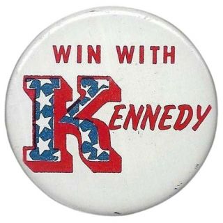 1960 Win With Kennedy Campaign Button