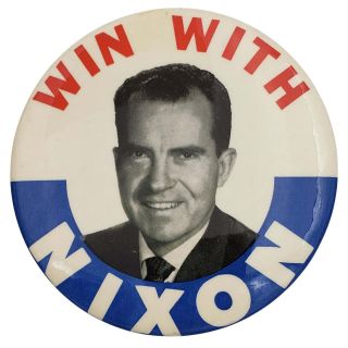 1960 Win With Nixon Large 3.5" Photo Campaign Button