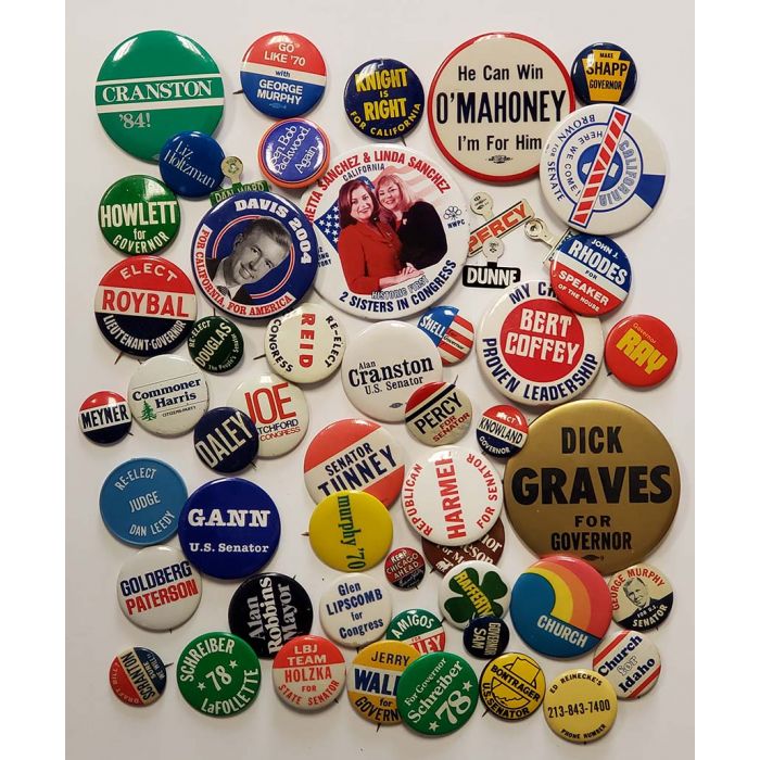 Collection of 52 Different Local Original Campaign Buttons