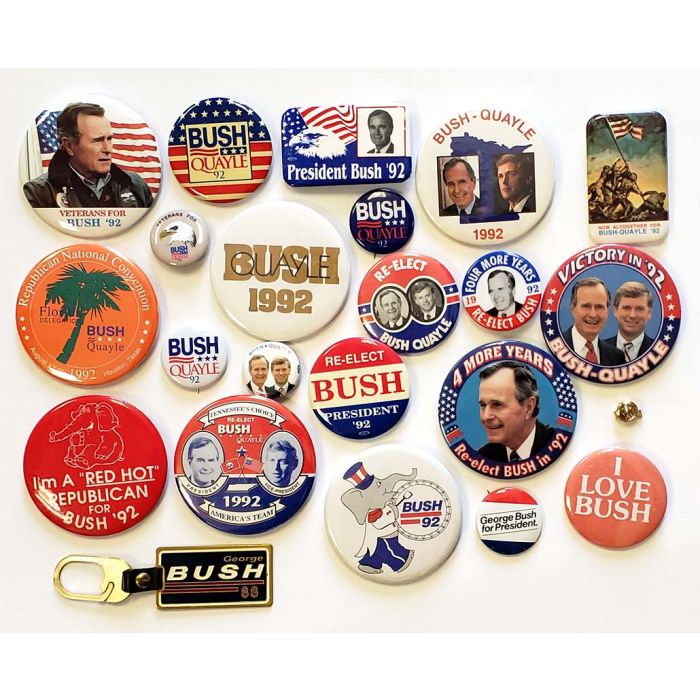 W 1992 GEORGE H BUSH QUAYLE Campaign Pin Pinback Button Political Presidential 