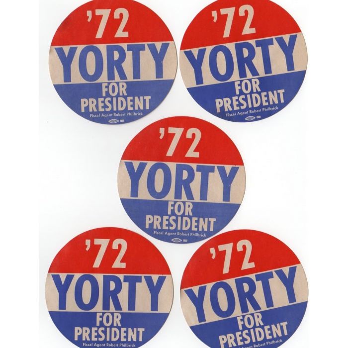 1972 Democrat Sam Yorty Bumper Sticker 