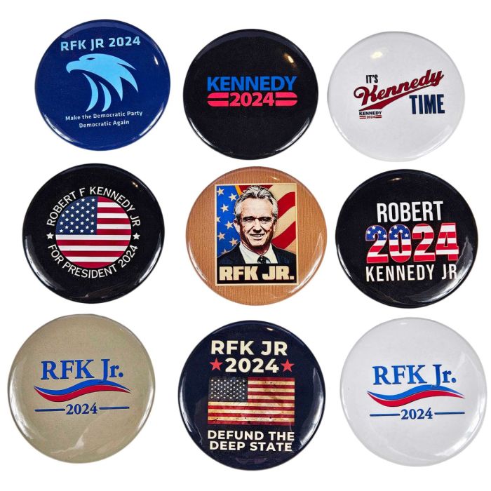 2024 Robert F Kennedy Jr Set of 9 Different Campaign Buttons