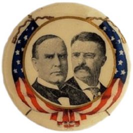 1900 Original William McKinley Teddy Roosevelt Campaign Button