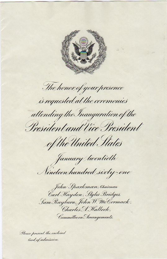 Franklin Roosevelt Inaugural Invitation